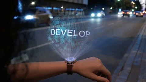Unrecognizable woman with hologram Develop Vídeo Stock 116245311