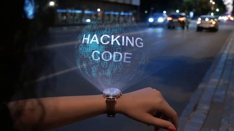 Unrecognizable woman with hologram Hacking code Stock Footage 116865961