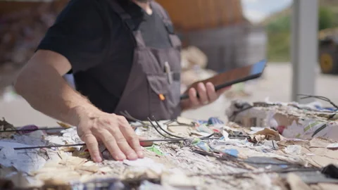 Unrecognizable worker controls paper bal... | Stock Video | Pond5