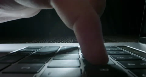 Unrecognizable worker using laptop computer, actively typing on keyboard Video stock 132066934