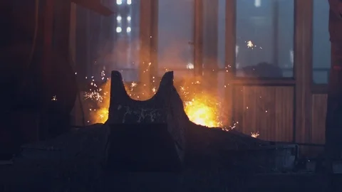 Molten Metal Factory Stock Video Footage