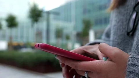 Unrecognizable young person hands using mobile phone app device. Stock Footage 239868390