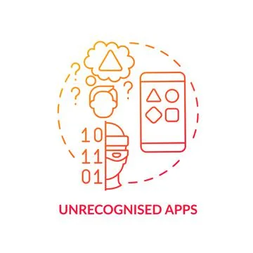 Unrecognized apps red gradient concept icon Stockillustratie