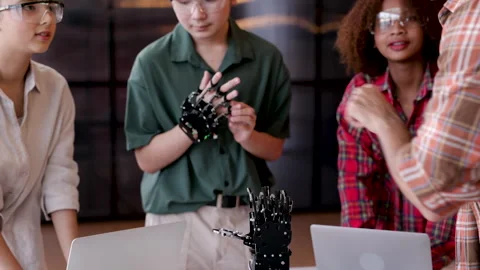 Unrecognized group of people present technology robotic mechanisms, high sc.. Stock-Footage 246748781
