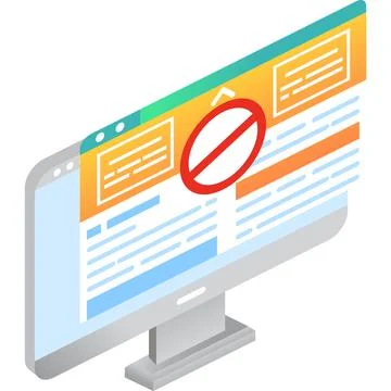 Unreliable site vector 3d isometric computer icon Illustrazione stock
