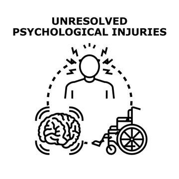 Unresolved psychological injuries causing mental health issues Stock Illustration
