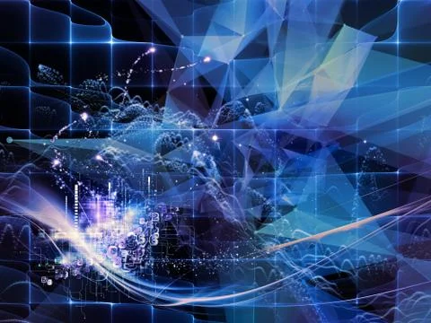 Unrestrained dance of digital elements Stock Illustration