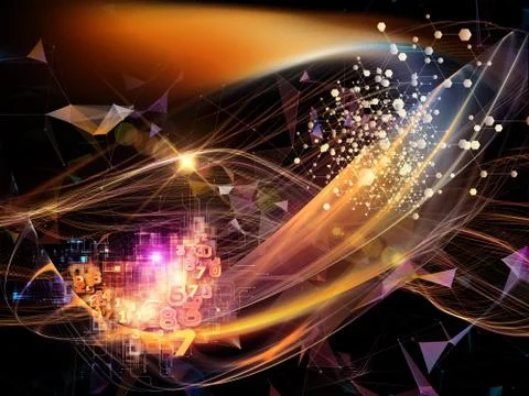 Unrestrained dance of digital elements Stock Illustration