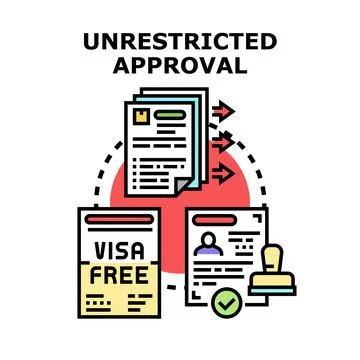 Unrestricted approval for visa free documents flow Stock Illustration