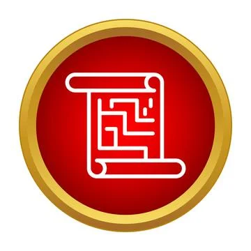 Unrolling ancient scroll with treasure map maze icon Stock Illustration