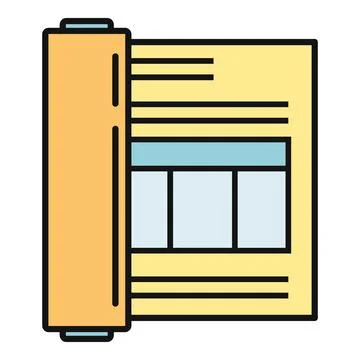 Unrolling digital document interface layout flat icon design Illustrazione stock