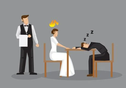 Unromantic Date Vector Illustration 스톡 일러스트