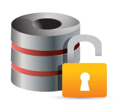 Unsafe computer database illustration design over white Stockillustratie