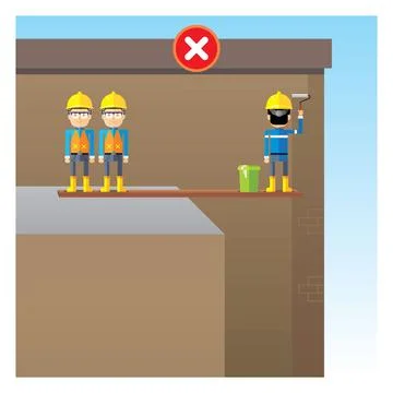 Unsafe Condition Improper Working Platform Stock Illustration