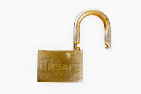 Unsafe padlock Stock-Fotos