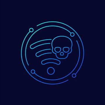 Unsafe wi-fi connection icon, insecure network or hotspot, linear design Stock Illustration