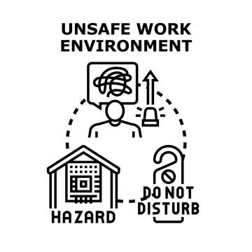 Unsafe work environment concept creating workplace hazards and stress Stock Illustration