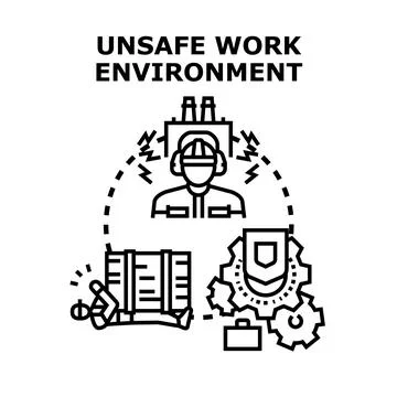 Unsafe work environment creating danger and risk Stock Illustration