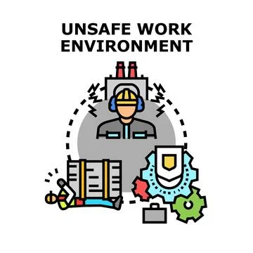 Unsafe work environment creating danger and risk Stock Illustration