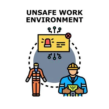 Unsafe work environment hazard and occupational safety concept Illustrazione stock