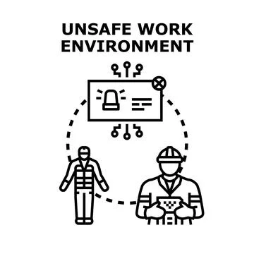 Unsafe work environment hazard and occupational safety concept Stock Illustration