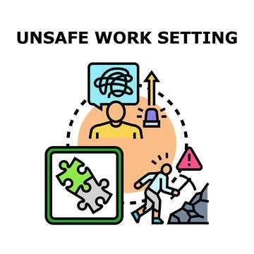 Unsafe work setting managing occupational hazards and risks Stock Illustration