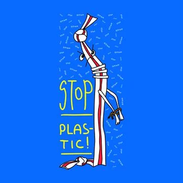 Unsatisfied plastic straw knotted on both sides. Stock Illustration