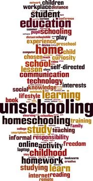 Unschooling word cloud Illustrazione stock