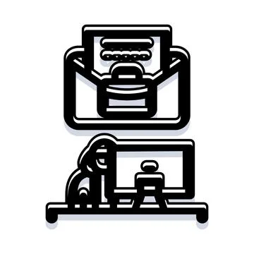 Unsecured email message receiving on desktop computer Stockillustratie
