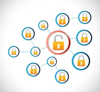 Unsecured network connection diagram Stock Illustration