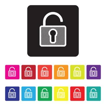 Unsecured website icon set Stock-Illustration