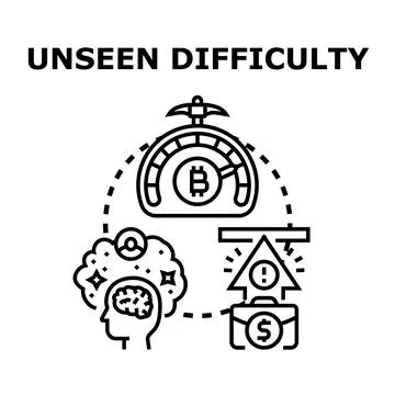 Unseen difficulty impacting cryptocurrency mining and digital finance Stock Illustration