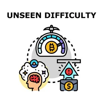 Unseen difficulty impacting cryptocurrency mining and digital finance Stock Illustration