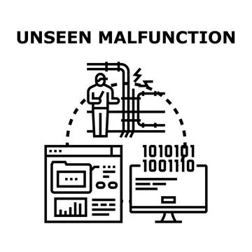Unseen malfunction problem detecting and fixing system Illustrazione stock