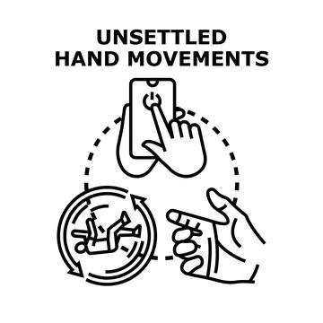Unsettled hand movements causing loss of control concept Stock Illustration