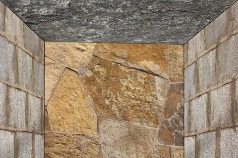 Unshaped stone wall pattern,wall made of rocks Stock Photos