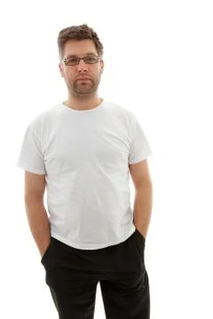 Unshaved man looking into camera Stock Photos