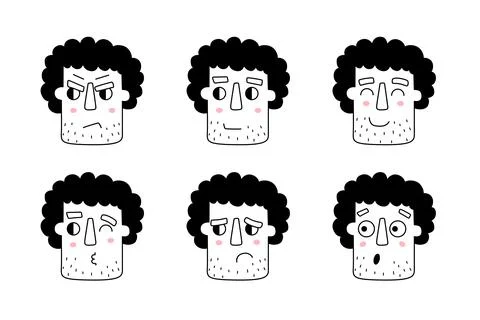 Unshaven man face expression. Guy face different Stock Illustration