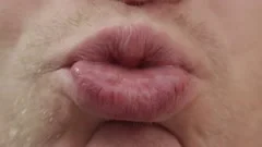 Male kissing on glass with squashed lips | Stock Video