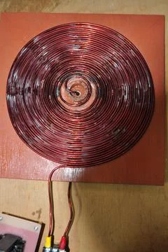 Unshielded copper wire wound to form a disc Stock Photos