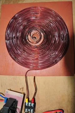Unshielded copper wire wound to form a disc Stock Photos