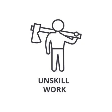 Unskill work thin line icon, sign, symbol, illustation, linear concept, vector Ilustración de archivo