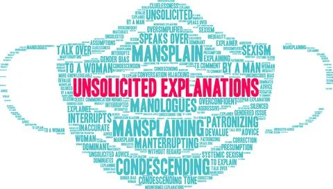 Unsolicited Explanations word cloud Ilustração Stock