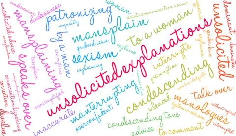Unsolicited Explanations word cloud Stock Illustration