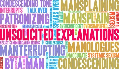 Unsolicited Explanations word cloud Stock-Illustration