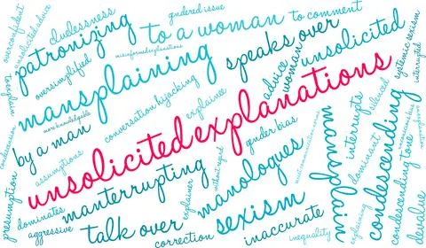 Unsolicited Explanations word cloud Stock Illustration