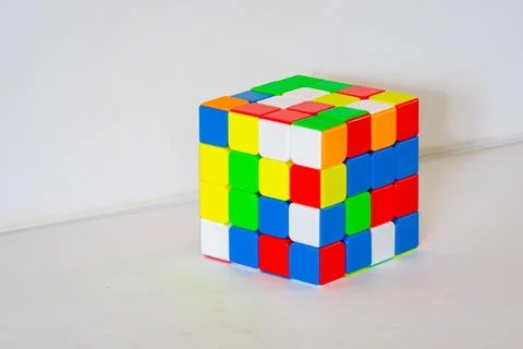 Unsolved four by four Rubic cube Stock Photos