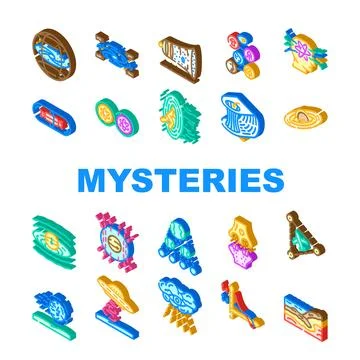 Unsolved mysteries question ask icons set vector Ilustración de archivo
