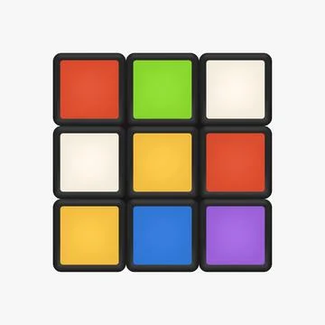 Unsolved rubik cube front view on white Stock Illustration