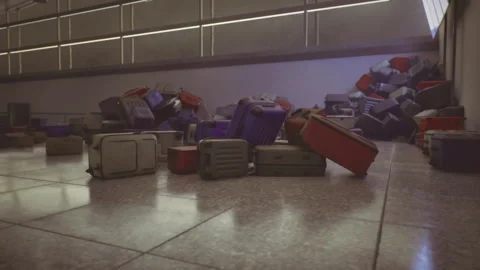 Unsorted suitcases represent transportation obstacles and failures Stock Footage 341565246